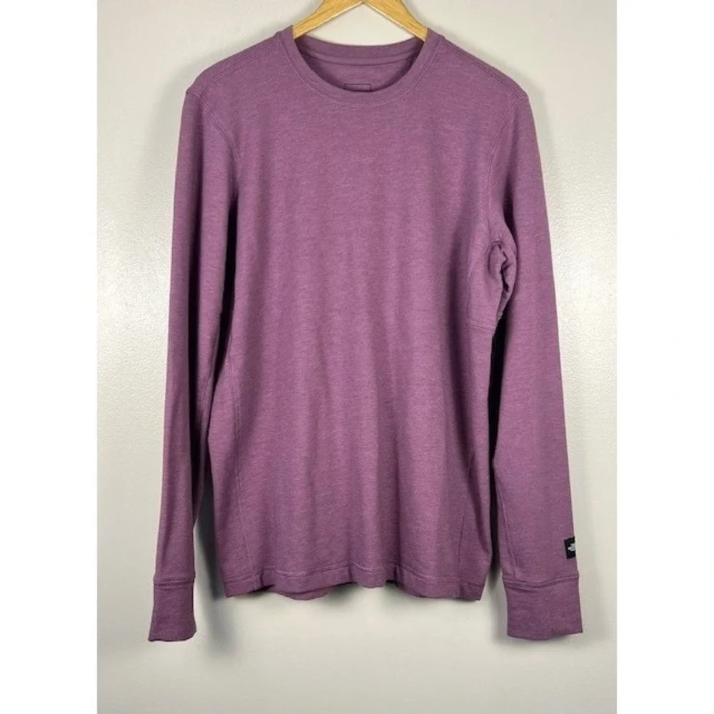The North Face Mens Medium Purple Long Sleeve Crew Neck Heathered Active Top